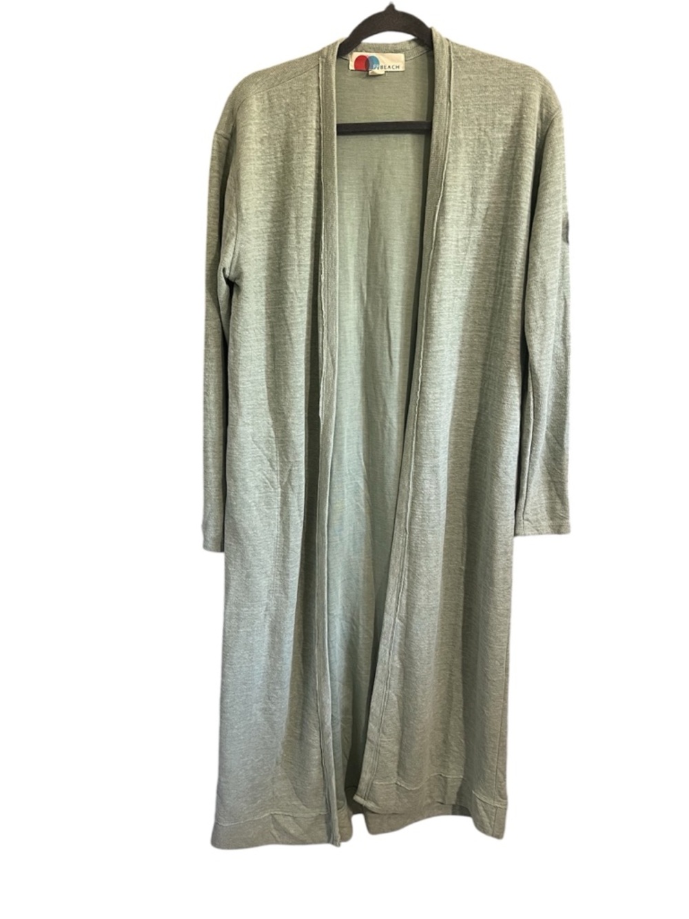 FP BEACH Light Sage Open-Front Lightweight Duster Cardigan